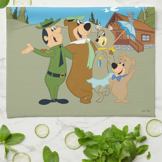 Yogi Bear and Friends Warm Welcome Tea Towel (Folded)