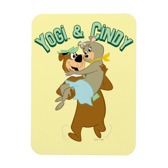 Yogi Bear Carrying Cindy Bear Magnet (Vertical)