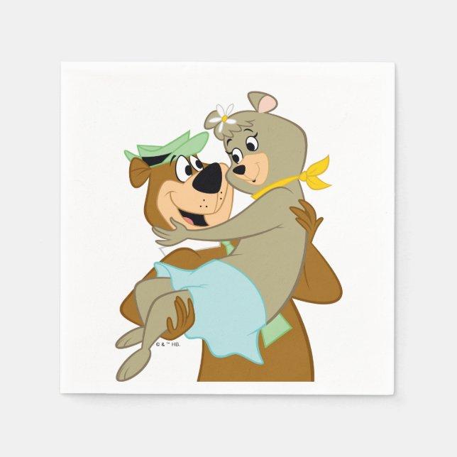 Yogi Bear Carrying Cindy Bear Napkin (Front)