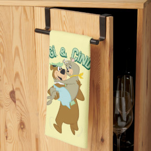Yogi Bear Carrying Cindy Bear Tea Towel