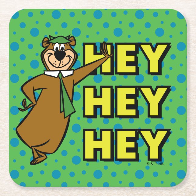 Yogi Bear Hey Hey Hey Square Paper Coaster (Front)