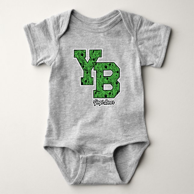 Yogi Bear Patterned Varsity Letters Baby Bodysuit (Front)