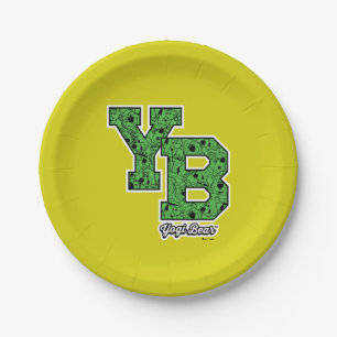 Yogi Bear Patterned Varsity Letters Paper Plate