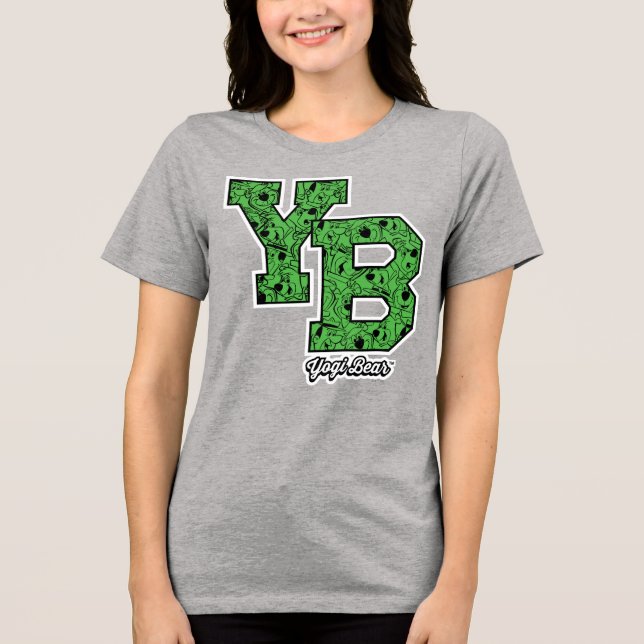 Yogi Bear Patterned Varsity Letters Tri-Blend Shirt (Front)