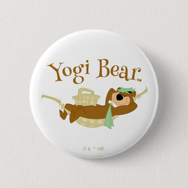 Yogi Bear Picnic Hammock Nap Time 6 Cm Round Badge (Front)