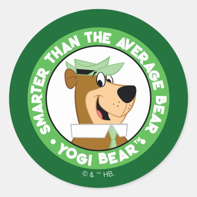 Yogi Bear Smiling Portrait Classic Round Sticker (Front)