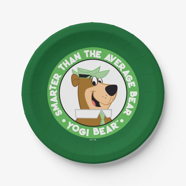 Yogi Bear Smiling Portrait Paper Plate (Front)