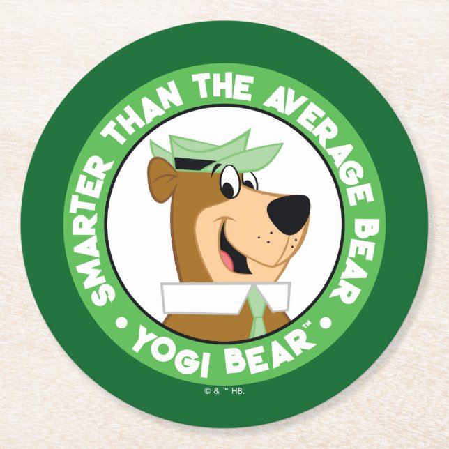Yogi Bear Smiling Portrait Round Paper Coaster (Front)