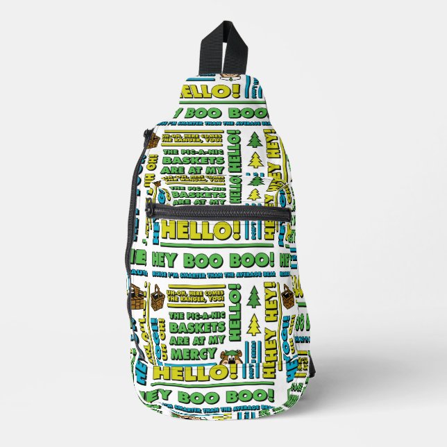 Yogi Bear's Picnic Quotes & Fun Phrases Pattern Sling Bag (Front)