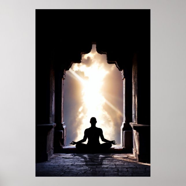 Yogi in full meditation,peace zen yoga chakra heal poster (Front)