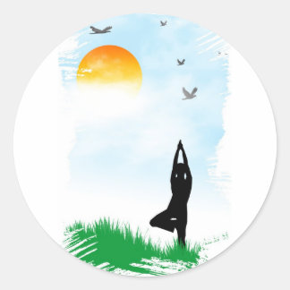 Yogi meditating classic round sticker