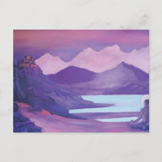 Yogi & Monastery in Tibetan Mountains Postcard (Front)