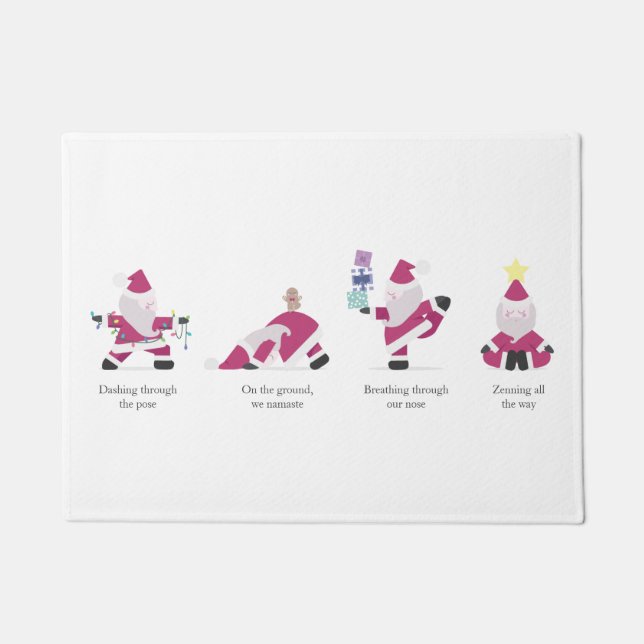  Yogi Santa Funny Yoga Pun Christmas Holiday Card Doormat (Front)