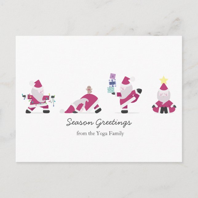 Yogi Santa Funny Yoga Pun Christmas Holiday Postca Postcard (Front)
