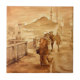 Yogurt Delivery In Istanbul Painting Historical Ar Tile
