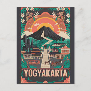 Yogyakarta Indonesia Retro Travel Poster Art Holiday Postcard