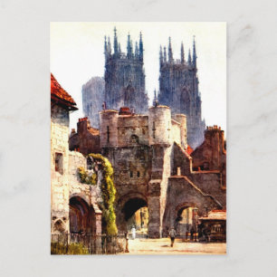 Yok Minster Bootham Bar Entrance Colour Cathedral Postcard