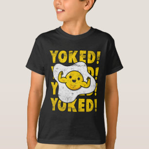 Yoked Bodybuilding Egg Yolk Bulking Men Funny Gym  T-Shirt