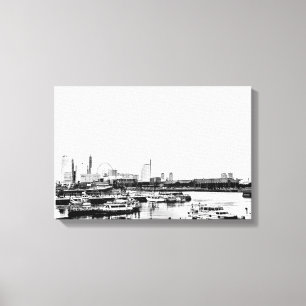 Yokohama in Black and White Canvas Print