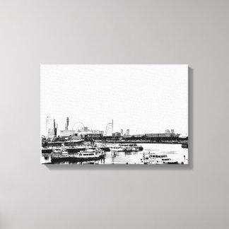 Yokohama in Black and White Canvas Print