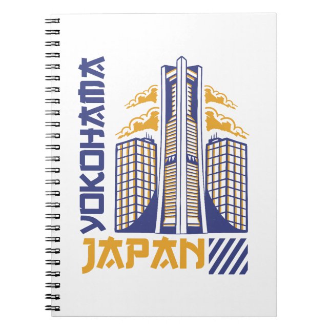 Yokohama Japan Futuristic Skyline TypographyDesign Notebook (Front)