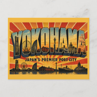 Yokohama Japan Premier Port City Vintage Travel Postcard