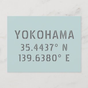 Yokohama Latitude & Longitude  Postcard
