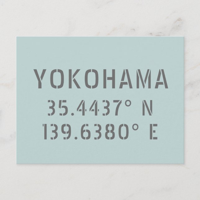 Yokohama Latitude & Longitude  Postcard (Front)