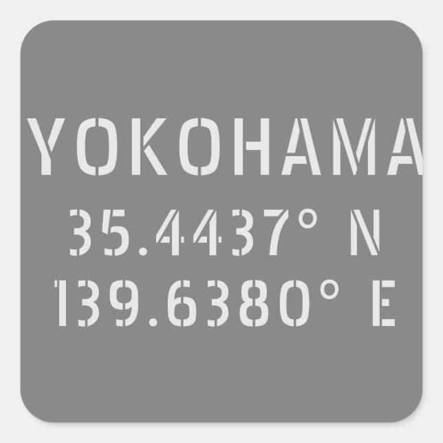 Yokohama Latitude & Longitude  Square Sticker (Front)