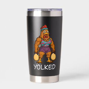 Yolked Hen – Funny Strong Chicken Kettlebell Gym Insulated Tumbler