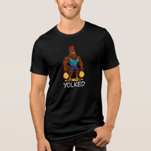 Yolked Rooster – Funny Strong Chicken Kettlebell Tri-Blend Shirt