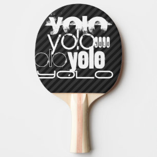 Yolo; Black & Dark Grey Stripes Ping Pong Paddle