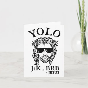 Yolo Jk Brb Jesus Funny Easter Day Bible Vintage C Card