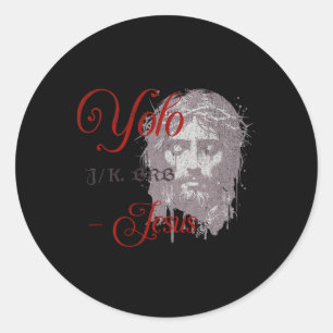 Yolo Jk Brb Jesus Funny Easter Day Bible Vintage C Classic Round Sticker