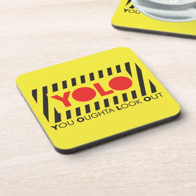 YOLO w/ Red Caution Coaster (Left Side)