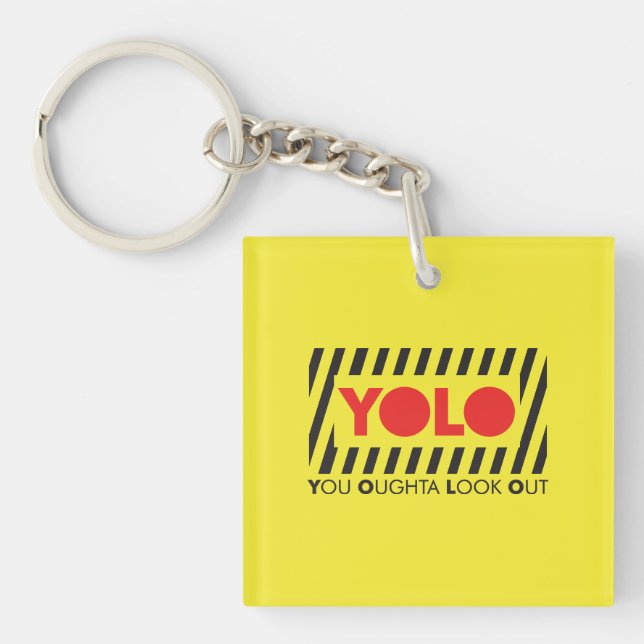 YOLO w/ Red Caution Key Ring (Front)