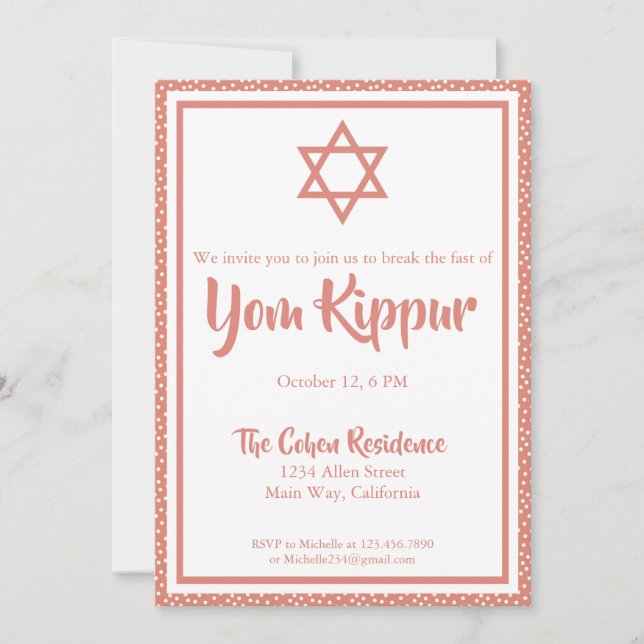 Yom Kippur Jewish Break The Fast Dinner Party Invitation (Front)