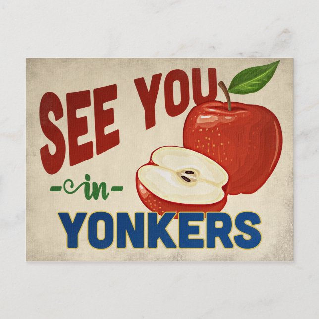 Yonkers New York Apple - Vintage Travel Postcard (Front)