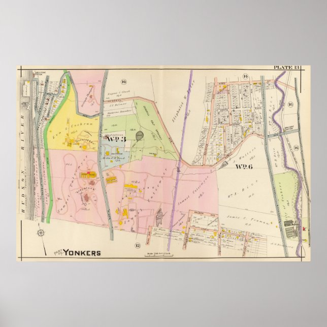 Yonkers New York Atlas Map Poster (Front)