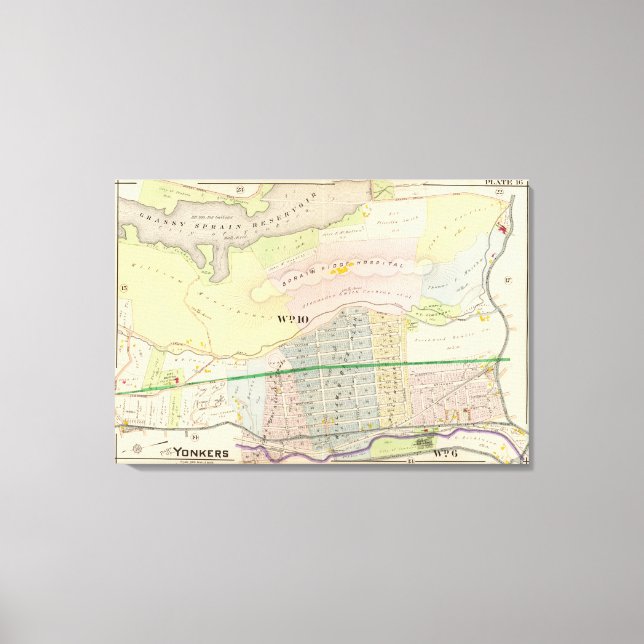 Yonkers NY Atlas Map Canvas Print (Front)