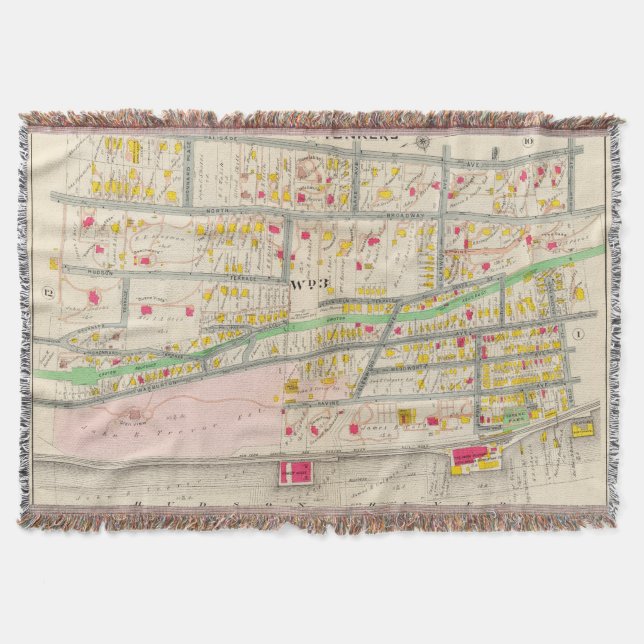 Yonkers NY Map Throw Blanket (Front)