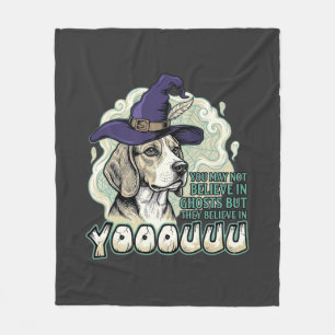 Yooouuu Ghosts Beagle Dog Purple Witch Hat Hallowe Fleece Blanket