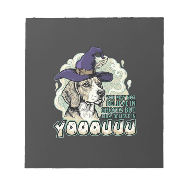 Yooouuu Ghosts Beagle Dog Purple Witch Hat Hallowe Notepad (Front)