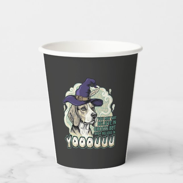 Yooouuu Ghosts Beagle Dog Purple Witch Hat Hallowe Paper Cups (Front)