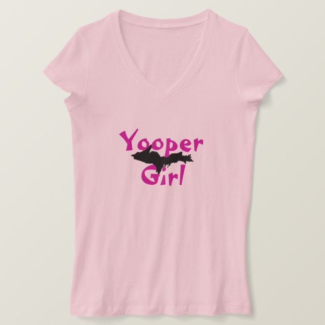 "Yooper Girl" Pale Pink Upper Peninsula t-shirt (Design Front)