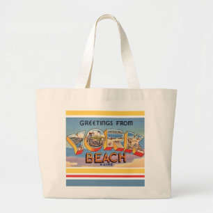 York Beach Maine Greetings Large Tote Bag