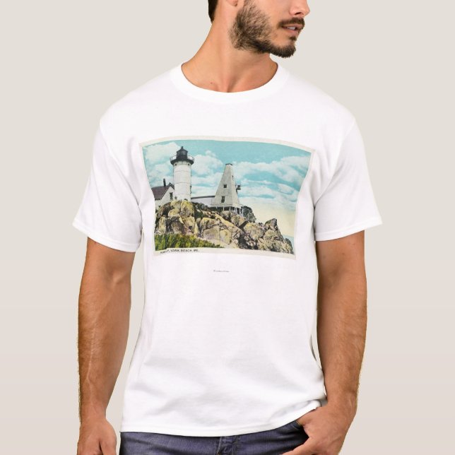 York Beach View of the Nubble Lighthouse T-Shirt (Front)