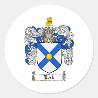 York Coat of Arms / York Family Crest Classic Round Sticker