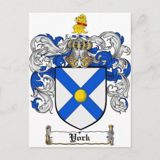 York Coat of Arms / York Family Crest Postcard