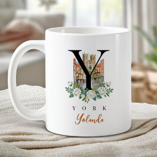 York England Monogram Letter Y Personalised Gift Coffee Mug